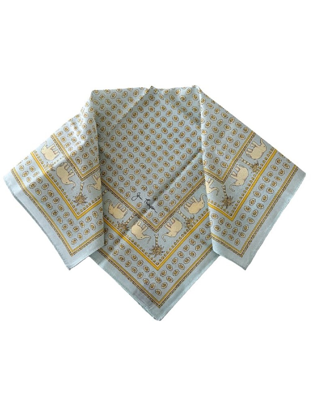 Jim Thompson Cotton Elephant Floral Scarf 18"